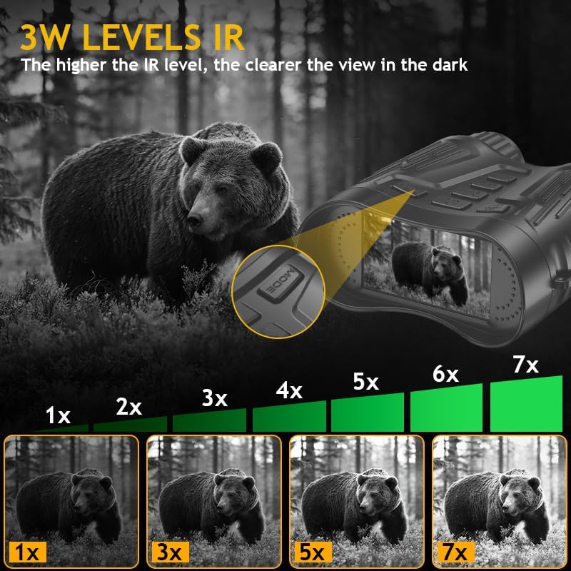 Tizycod Night Vision Binoculars for Adults, 4K HD Night Vision Goggles with Video Recording, Gift for Men, Boys, Father's Day, Christmas for Outdoor Night Adventure, Wildlife Watching (Grayish Black) - Image 4